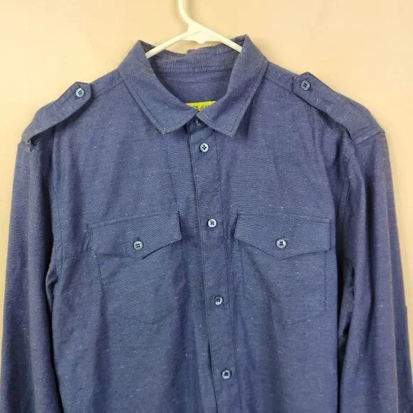 Versace Jeans Mens Slub Knit 2 Pocket Long Sleeve Full Button Down Shirt Small